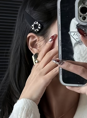 赫本闪钻边夹重工气质侧边刘海夹碎发甜酷黑色高级感bb夹子发夹女