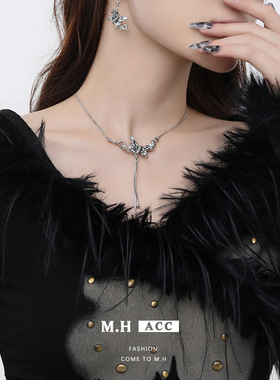 小众设计感水墨蝴蝶项链配饰女时尚ins项圈轻奢高级感脖颈锁骨链