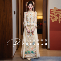 超顯瘦原創(chuàng)高端香檳色秀禾服婚服