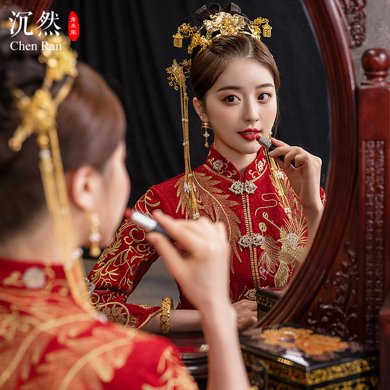 秀禾服新娘2021新款中式礼服女龙凤褂结婚敬酒服小个子婚纱秀和服