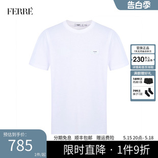 新款 纯棉短袖 纯白色圆领T恤男夏季 Ferre费雷男装 上衣821E262076