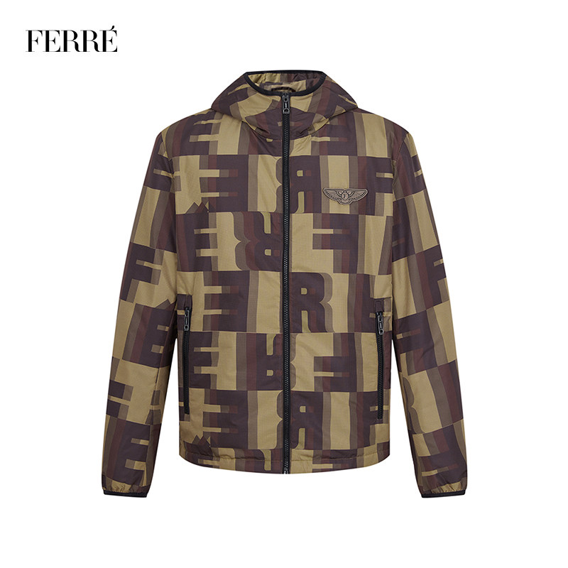 ferre费雷轻奢男装棉服年新款冬季商务休闲连帽棉衣外套男