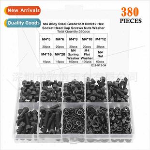 380pcs boxed M4 black 10.9 alloy steel cylindrical head hexa