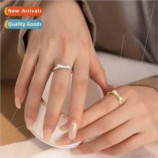 ring female finger plated rin tide bow simple Copper fashion