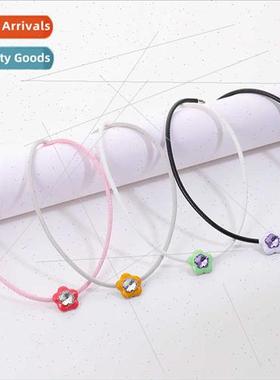 Geometric enamel crafted wh diamonds love heart flower colla