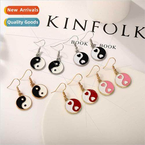 Taiji Bagua alloy earrings 2022 new round splicing earrings