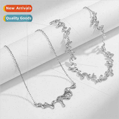 INS. Must have liquid metal irregular metal necklace women E