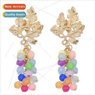 earrings leaves tassel Korea beads alloy fru rice