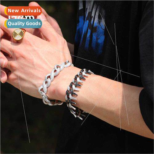 Hiphop New Hiphop Cuban Bracelet 19MM Copper wh Zirconia Ful