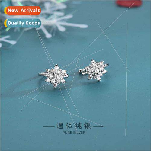 s925 silver Koreadiamond snowflake ear clip female fashion n