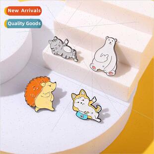 Japanese cute alloy animal series brooch exquise cute lazy c