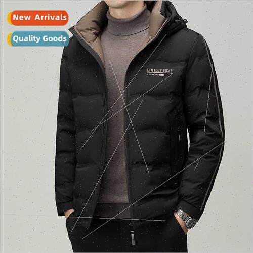 Winter casual men down jacket warm fashion jacket short hood