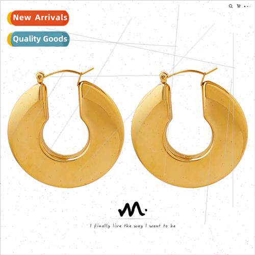 Europe new niche U-shaped earrings tanium steel gold-plated