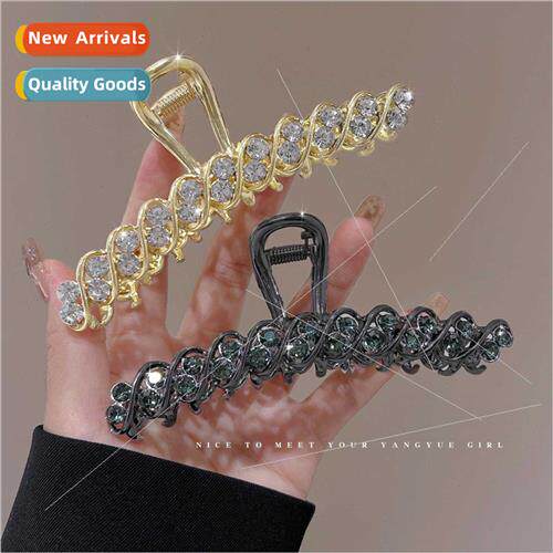 Metal rhinestone twist grasp clip female senior sense back h