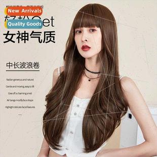 Wig female long hair air bangs big wave long curly hair wig