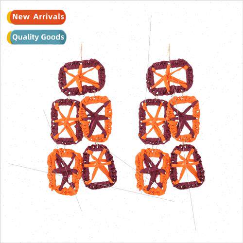 fashion personaly hand-woven raffia earrings temperament boh
