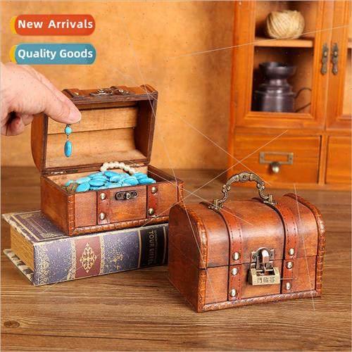 Vintage wooden asure box lock wooden box desktop miscellaneo
