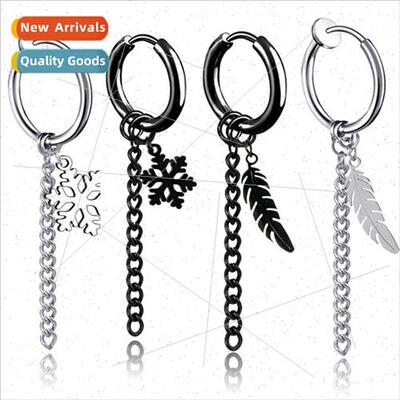 Korea tassel chain earrings snowflake earrings whout ear hol