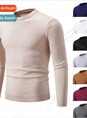Crew neck kn sweater sweater men 2023 autumn winter new soli