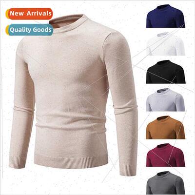 Crew neck kn sweater sweater men 2023 autumn winter new soli
