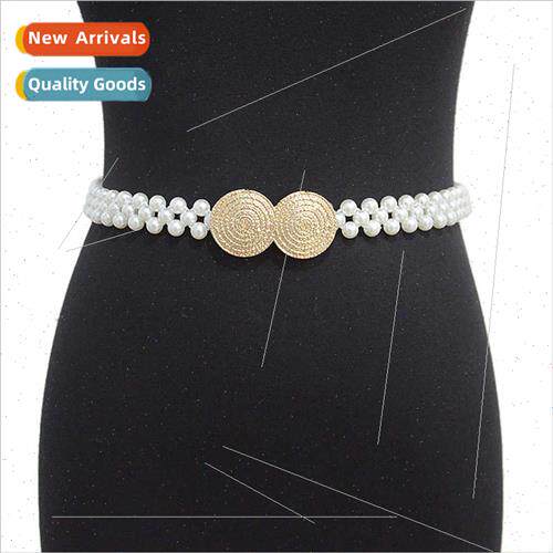 Summer new women pearl belt leisure waist belt Slim double r