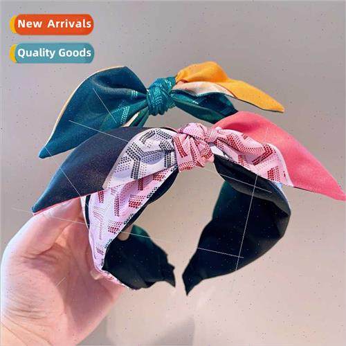 Korean retro ethnic letters bow hair band ageing sweet cute