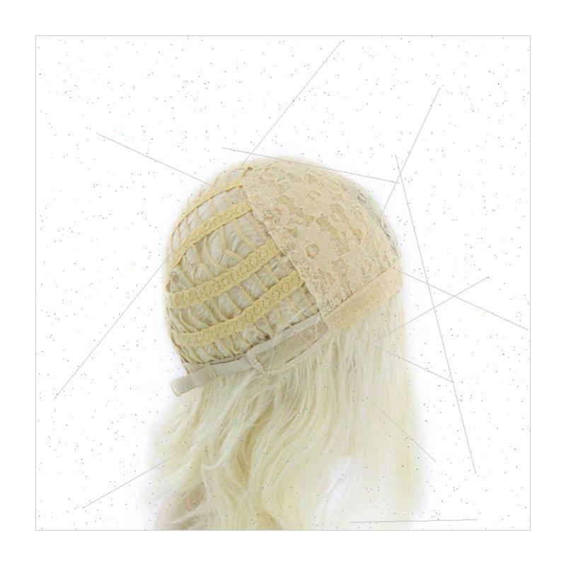 Europe wig women light blonde medium parted medium long stra