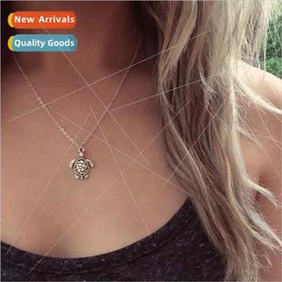 Bohemian Vintage Alloy mple Necklace Small Turtle Pendant Ne