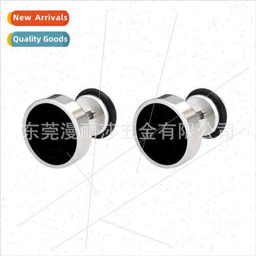 Stainless Steel Europe Earrings Round Cake Dumbbell Drip Gel