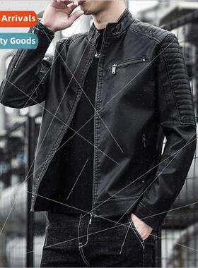 2023 spring fall men motorcycle leather jacket Korean  nd yo