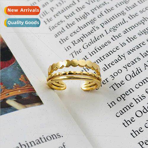 Korea S925 silver simple multi-layer lines open ring female