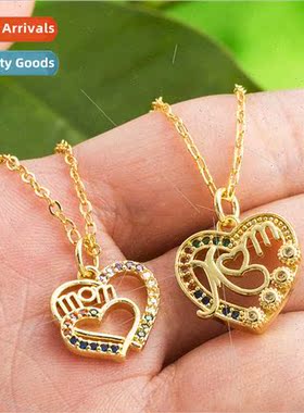 Mother Day  Necklace Copper Microset Heart Shaped Pendant mo