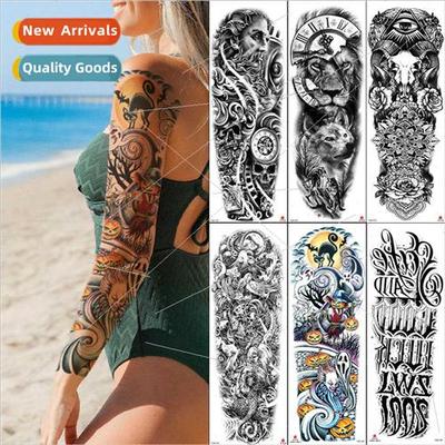 Waterprosweat long flower arm men women Europe tattoo sexy f