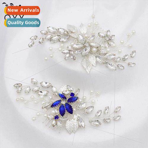 Handmade diamond pearl insert comb bride wedding hair access