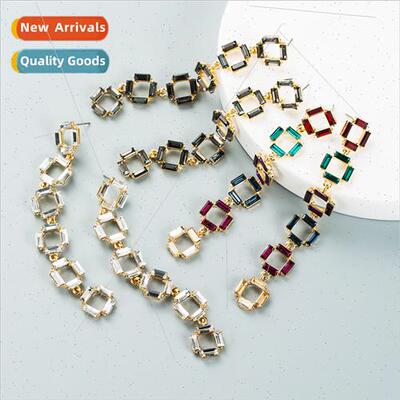 Fashion multi-layer small square alloy colourful rhinestones
