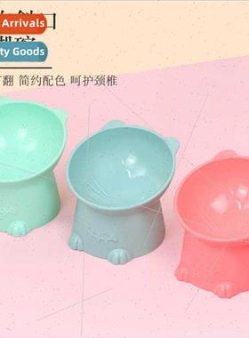 Cute cat bowls anti-black chin tilt tall neck guard cat bowl