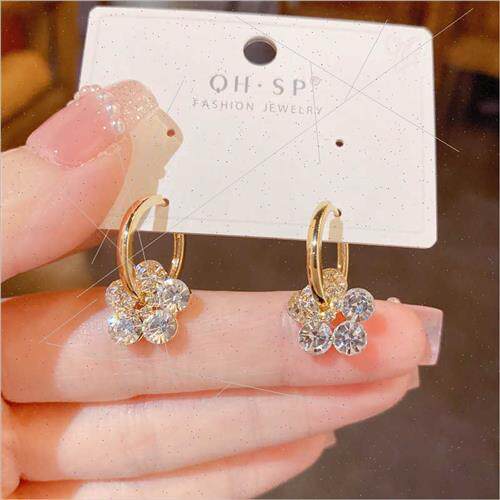 Qiaohuan jewelry fashion super flash a two wear flower earri