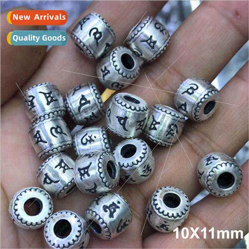 Europe retro S999 silver 3D tube beads diy jewelry accessori
