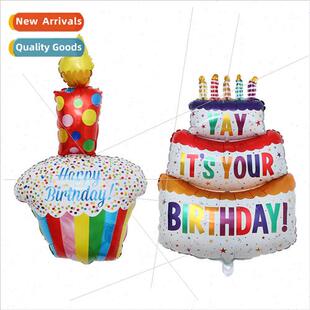 Large candles three-layer cake modeling aluminum film balloo