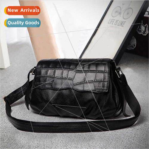 2023 winter new crocodile grain diagonal cross bag cowhide f
