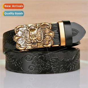 automatic buckle cowhide Bully belt dragon leather men claw