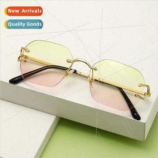 sunglasses women 2023 6029 line square assembly bar rimless