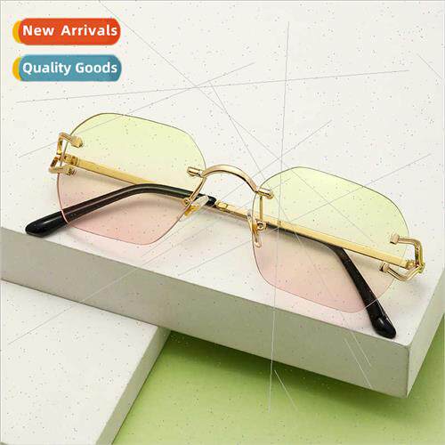 6029 rimless square sunglasses women 2023 assembly line bar