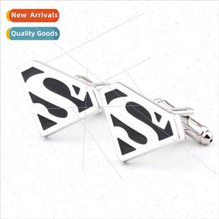 Classic Black Superman Baked French Shirt Men Cufflinks cuff