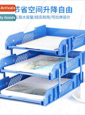 Three file tray office supplies multi-layer shelves foldable