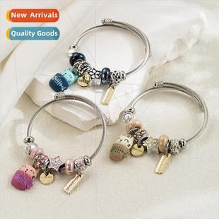 Cat Bracelet Cute Hundred Pendant Steel Stainless Adjustable