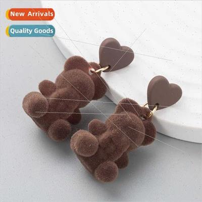 Fashion nd Korea cute cute flocking cartoon love bear earrin