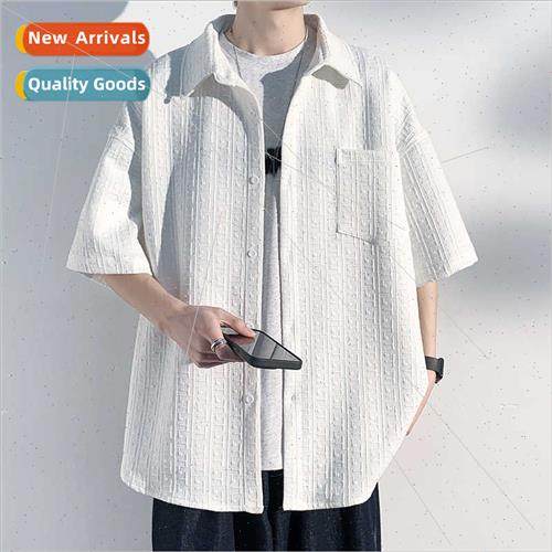 Short-sleeved shirt 2023 large size tide texture sense Korea