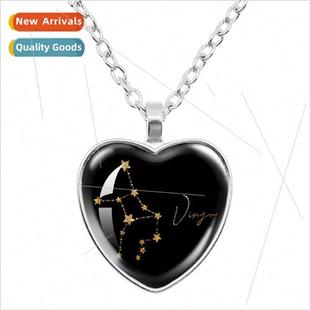 Glass Round Heart Personalised Necklace Zodiac Pendant Art