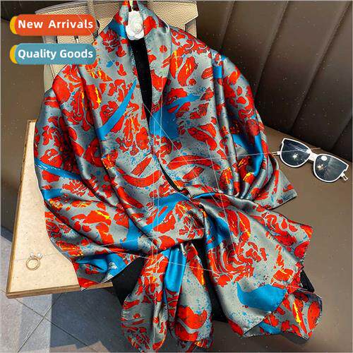 Peacock flaming red lips silk scarf female spring fall new s